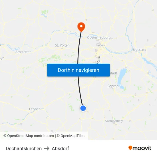 Dechantskirchen to Absdorf map