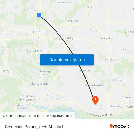 Gemeinde Pernegg to Absdorf map