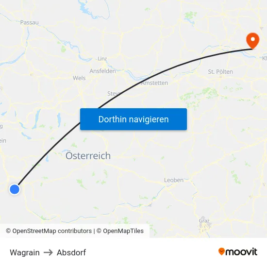 Wagrain to Absdorf map