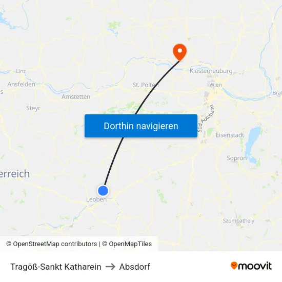 Tragöß-Sankt Katharein to Absdorf map