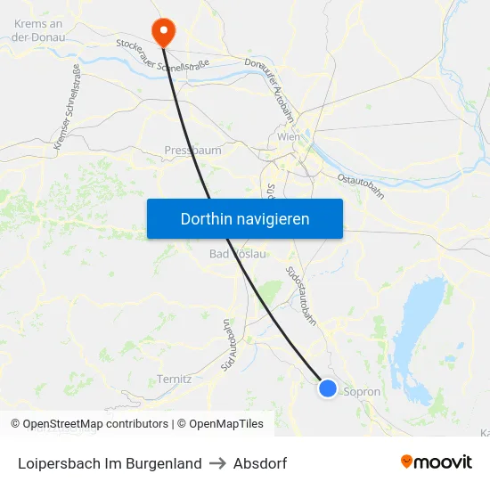 Loipersbach Im Burgenland to Absdorf map