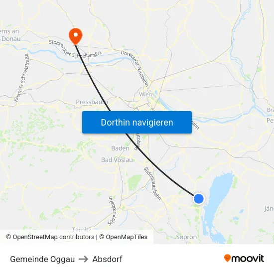 Gemeinde Oggau to Absdorf map