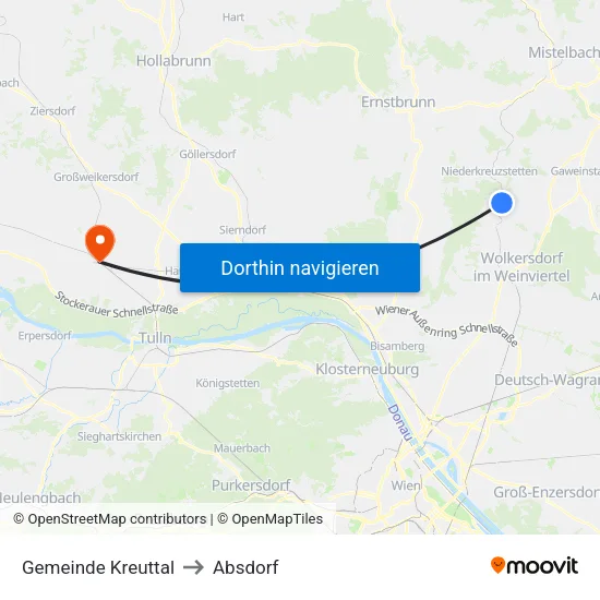Gemeinde Kreuttal to Absdorf map