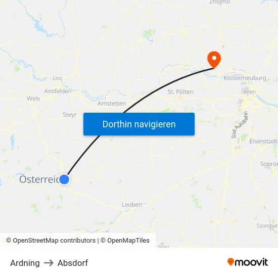 Ardning to Absdorf map