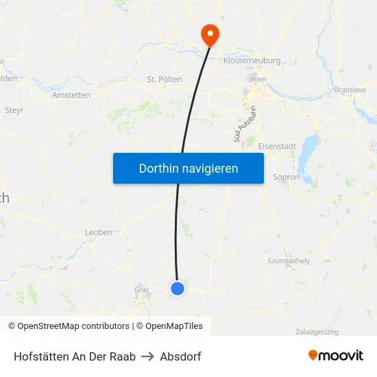 Hofstätten An Der Raab to Absdorf map