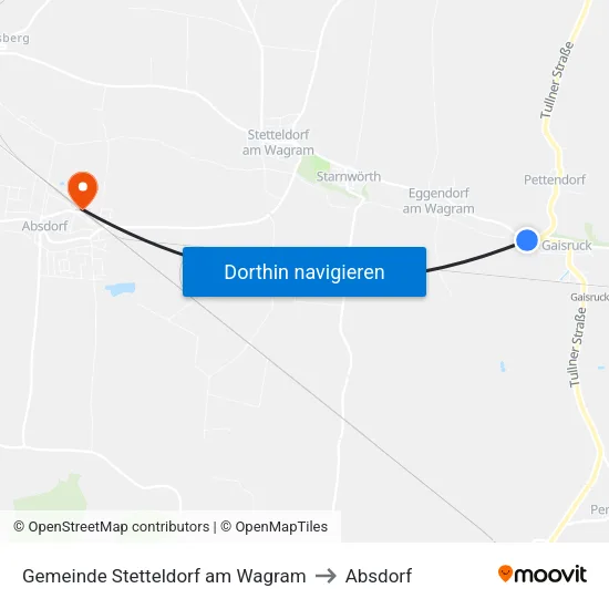 Gemeinde Stetteldorf am Wagram to Absdorf map