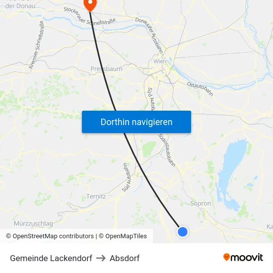 Gemeinde Lackendorf to Absdorf map