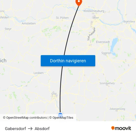 Gabersdorf to Absdorf map