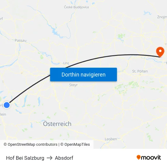 Hof Bei Salzburg to Absdorf map