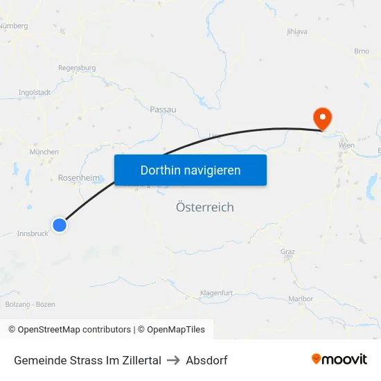 Gemeinde Strass Im Zillertal to Absdorf map