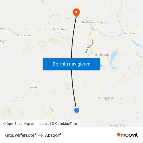 Großwilfersdorf to Absdorf map