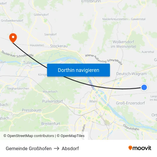 Gemeinde Großhofen to Absdorf map