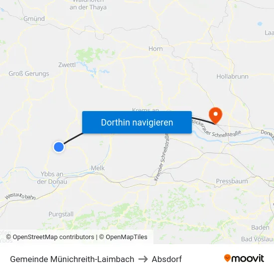 Gemeinde Münichreith-Laimbach to Absdorf map