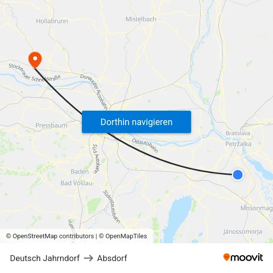 Deutsch Jahrndorf to Absdorf map
