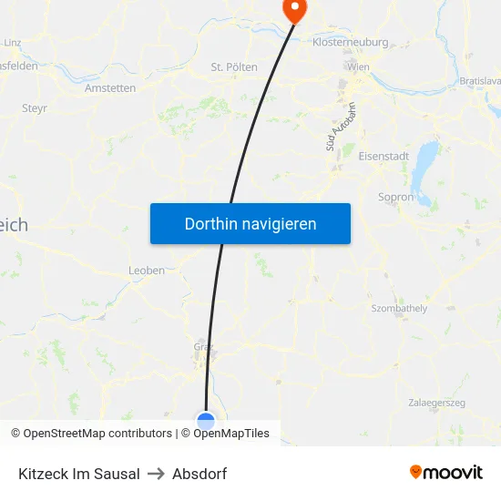 Kitzeck Im Sausal to Absdorf map
