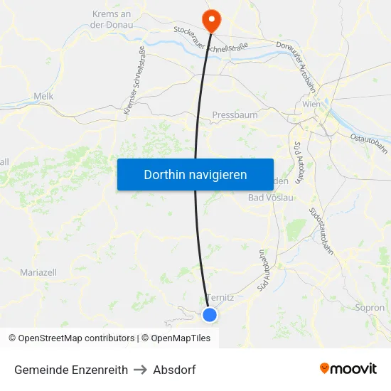Gemeinde Enzenreith to Absdorf map