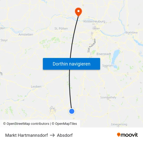 Markt Hartmannsdorf to Absdorf map