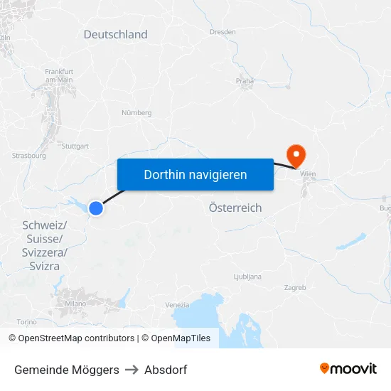Gemeinde Möggers to Absdorf map