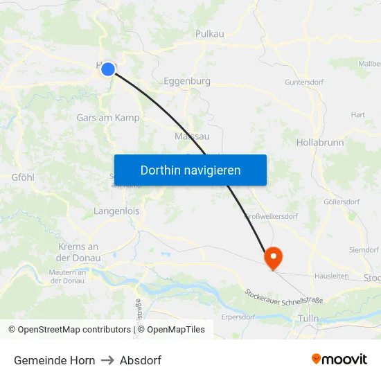 Gemeinde Horn to Absdorf map
