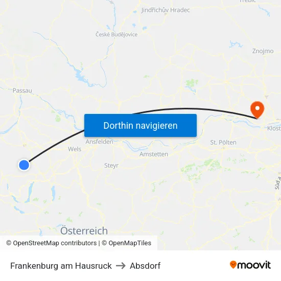 Frankenburg am Hausruck to Absdorf map