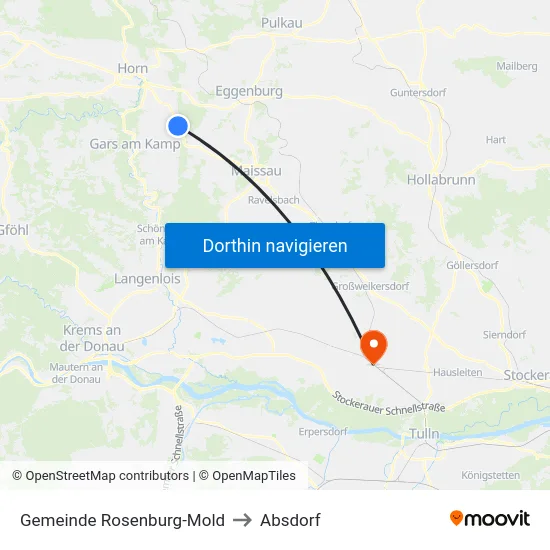 Gemeinde Rosenburg-Mold to Absdorf map