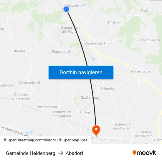 Gemeinde Heldenberg to Absdorf map