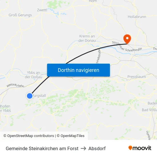 Gemeinde Steinakirchen am Forst to Absdorf map