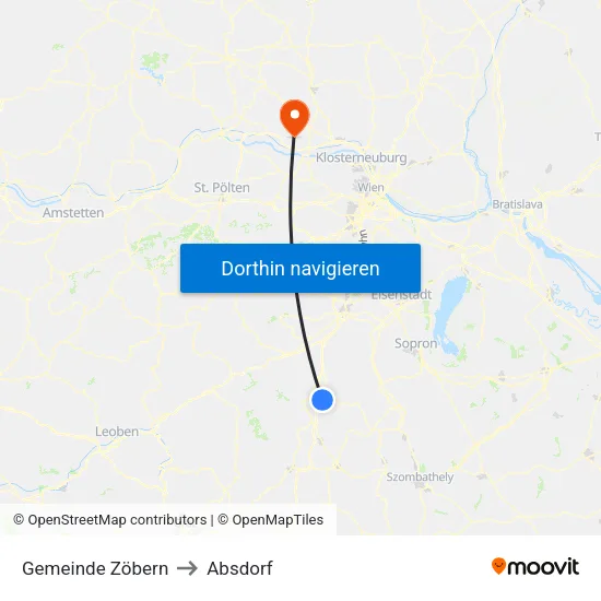 Gemeinde Zöbern to Absdorf map
