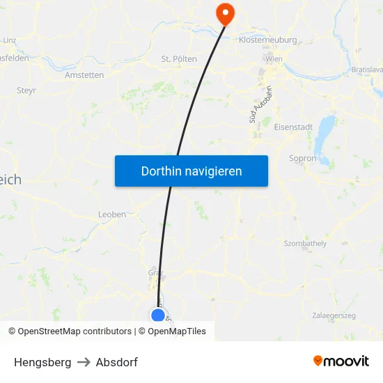 Hengsberg to Absdorf map