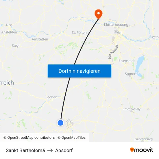 Sankt Bartholomä to Absdorf map