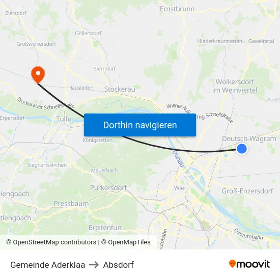 Gemeinde Aderklaa to Absdorf map