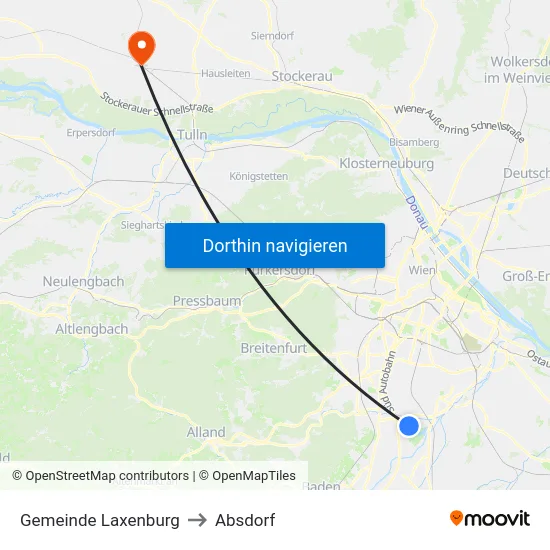 Gemeinde Laxenburg to Absdorf map