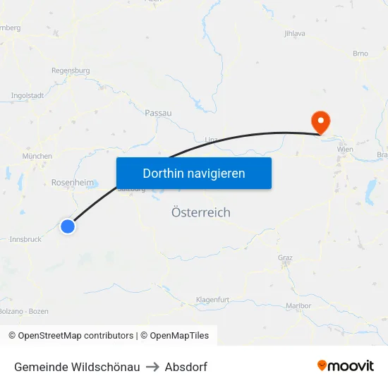 Gemeinde Wildschönau to Absdorf map