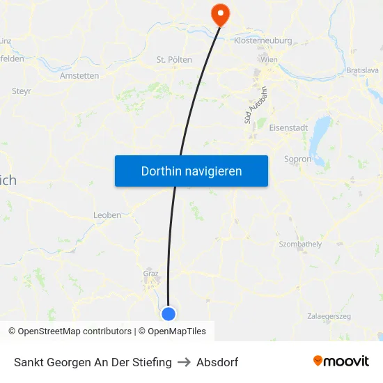 Sankt Georgen An Der Stiefing to Absdorf map
