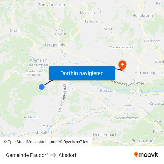 Gemeinde Paudorf to Absdorf map
