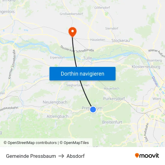 Gemeinde Pressbaum to Absdorf map