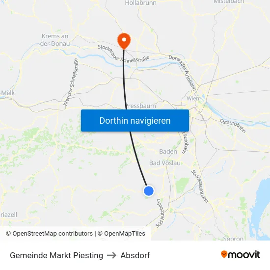 Gemeinde Markt Piesting to Absdorf map