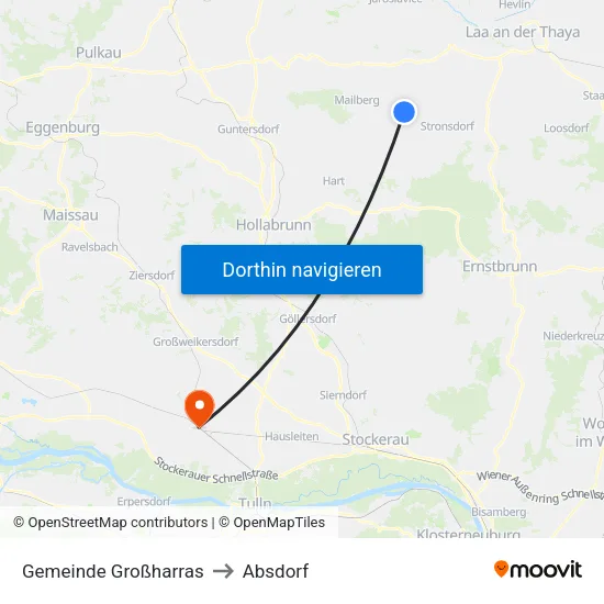 Gemeinde Großharras to Absdorf map