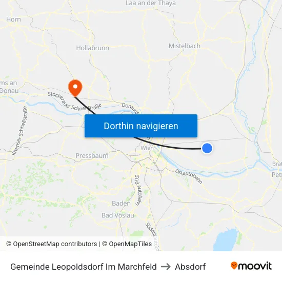 Gemeinde Leopoldsdorf Im Marchfeld to Absdorf map