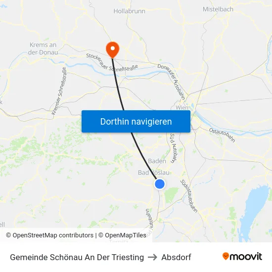 Gemeinde Schönau An Der Triesting to Absdorf map