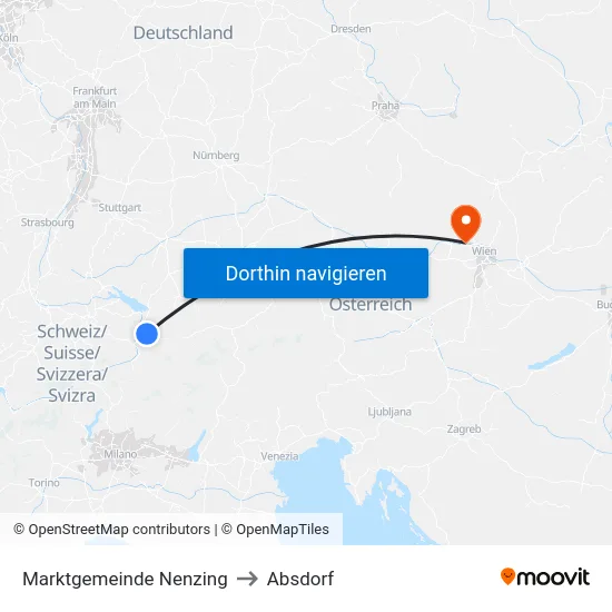 Marktgemeinde Nenzing to Absdorf map