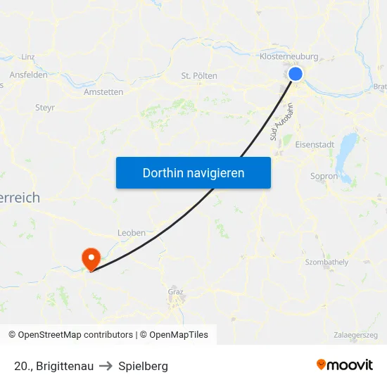 20., Brigittenau to Spielberg map