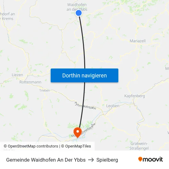 Gemeinde Waidhofen An Der Ybbs to Spielberg map