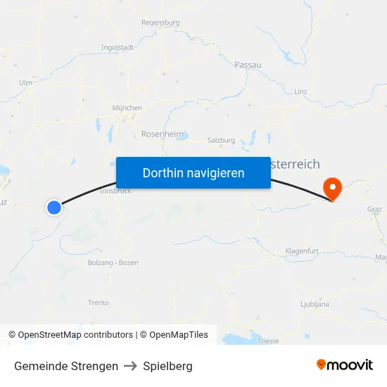 Gemeinde Strengen to Spielberg map