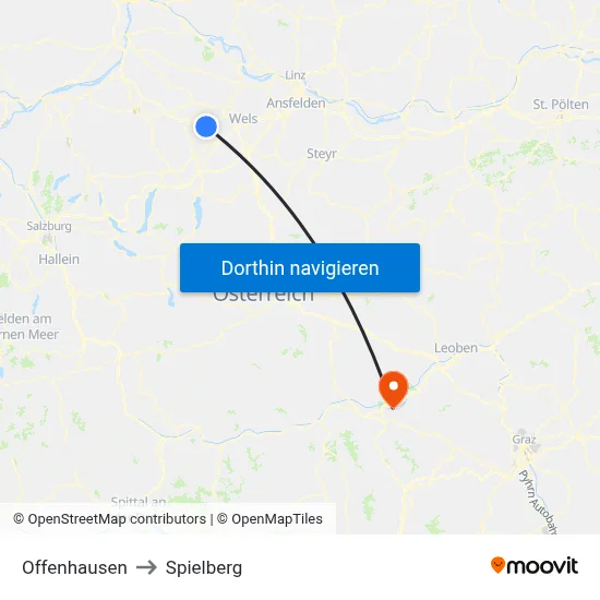 Offenhausen to Spielberg map