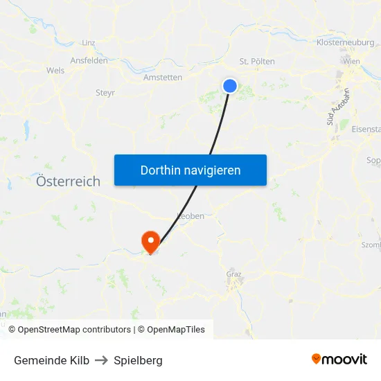 Gemeinde Kilb to Spielberg map