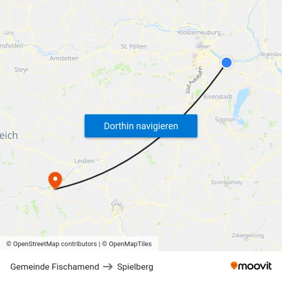 Gemeinde Fischamend to Spielberg map