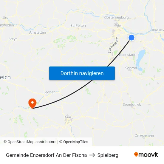 Gemeinde Enzersdorf An Der Fischa to Spielberg map