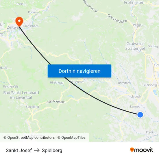 Sankt Josef to Spielberg map