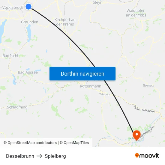 Desselbrunn to Spielberg map